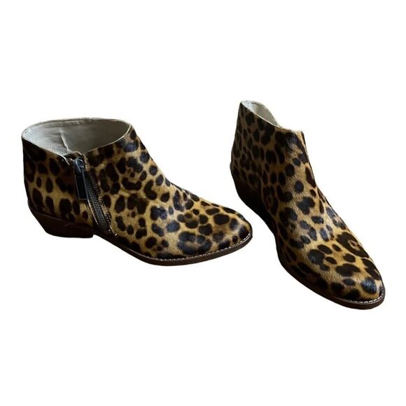 1.STATE Brown Rosita Leather Leopard Boots Booties Women's Calf Hair 6 EUC - Picture 3 of 9